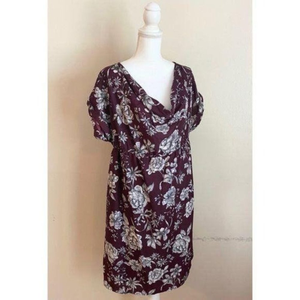 Motherhood Maternity Burgundy Drape Neck Dress